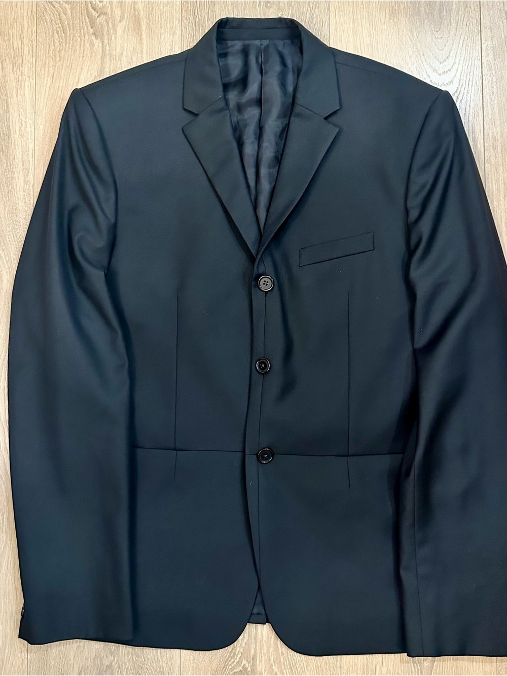 Vintage Balenciaga Minimalist Single-Vent 3-Button Black Tailered Blazer 40R 42